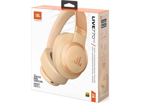 JBL Live 770NC - Wireless Over-Ear Headphones with True Adaptive Noise Cancelling with Smart Ambient, Up to 65 Hours of Battery Life, Comfort-fit Fabric Headband & Carrying Pouch (Sandstone)